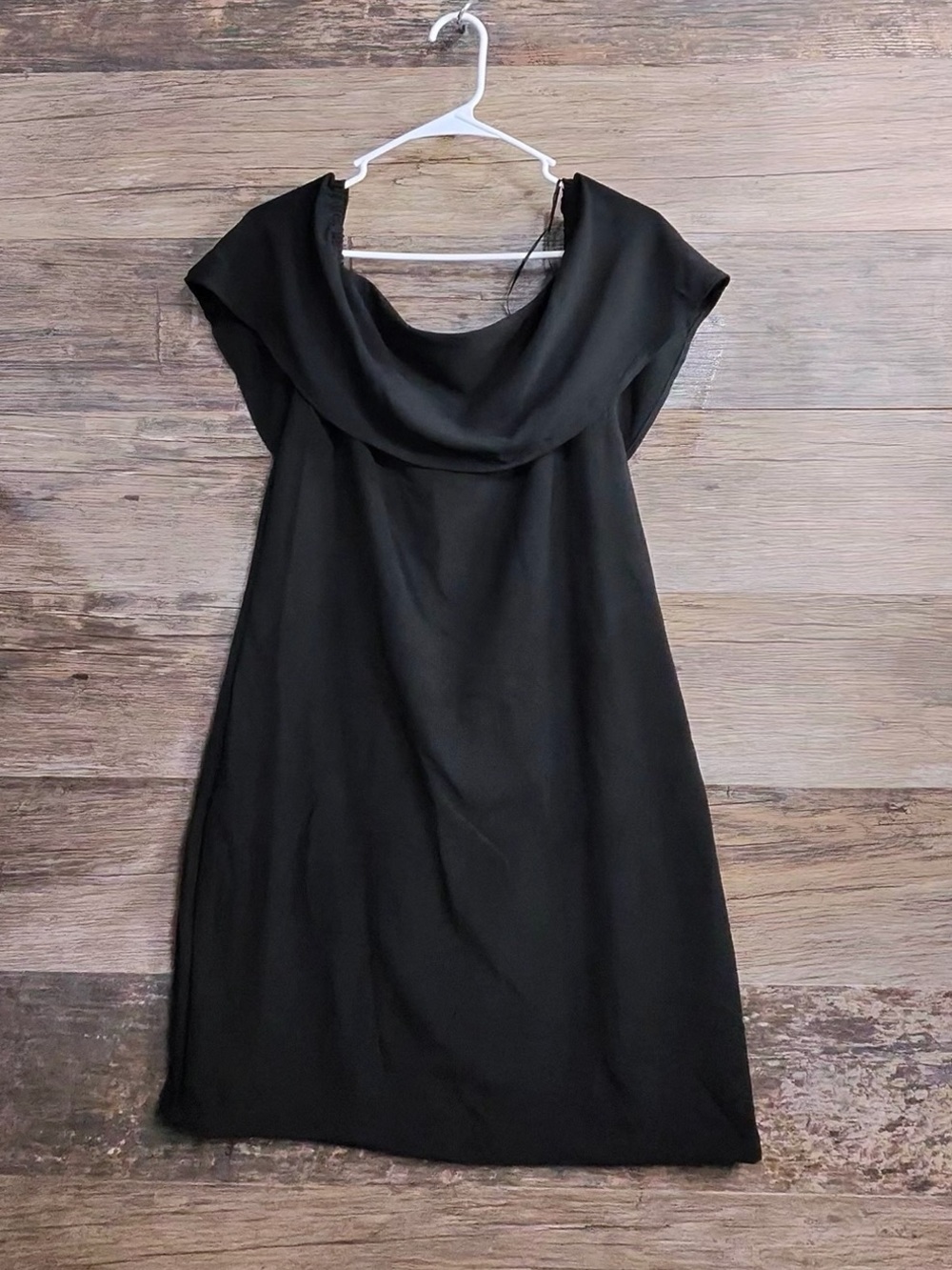 Charles Henry Black Cowl Neck Mini Dress